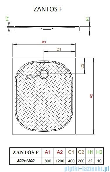 Radaway Zantos F brodzik prostokątny 120x80cm M3ZNF1280-06