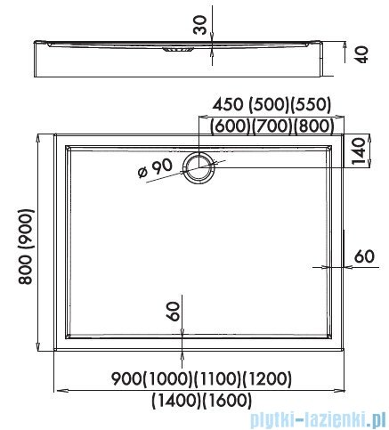 Novellini City A brodzik prostokątny 80x100 cm VRS1008014-30