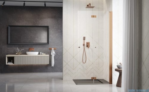 Radaway Nes 6 Brushed Copper KDD B kabina walk-in 100cm prawa szczotkowana miedź szkło przejrzyste 10024100-93-01R