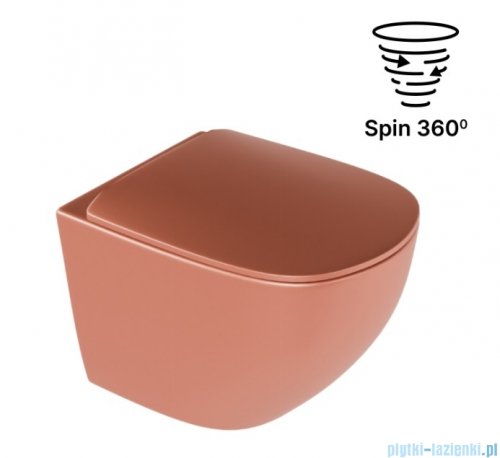 Excellent Luqa Spin Miska wisząca bezrantowa z deską wolnoopadającą terracotta mat CEAC.6403.K.6405.480.TEM