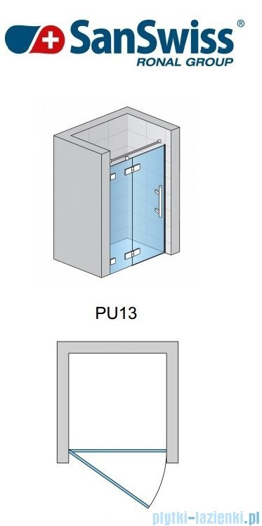 SanSwiss Pur PU13P Drzwi 1-częściowe 140cm profil chrom szkło przejrzyste Lewe PU13PG1401007