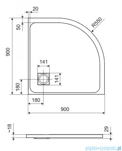 Excellent Arda Brodzik 90X90 półokrągły SLIM cappucino BREX.1504.090.090.CAN