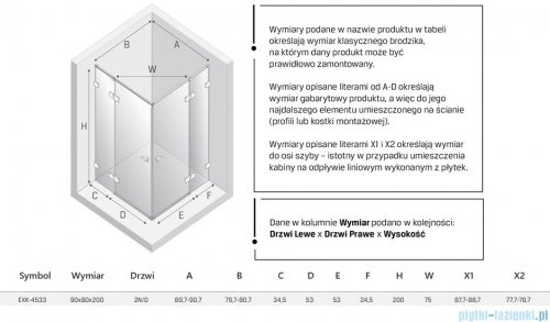 New Trendy Eventa kabina prysznicowa prostokątna 90x80x200 cm przejrzyste EXK-4533
