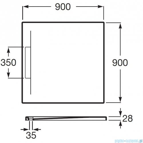 Roca Pyros 90x90cm brodzik kwadratowy kompozytowy STONEX beżowy AP90138438403650