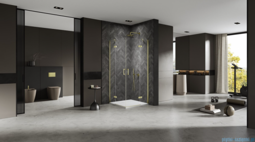 New Trendy Nesta Light Gold kabina 90x90x200 cm drzwi podwójne złoty połysk/szkło przejrzyste K-4556