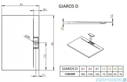 Radaway Giaros D Brodzik prostokątny 110x90x4cm MKGD1190-03