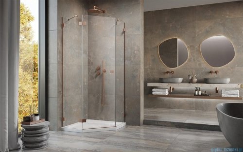 Radaway Essenza Pro Brushed Copper Ptj kabina pięciokątna 80x80 lewa szczotkowana miedź 10100000-93-01L/10100100-01-01