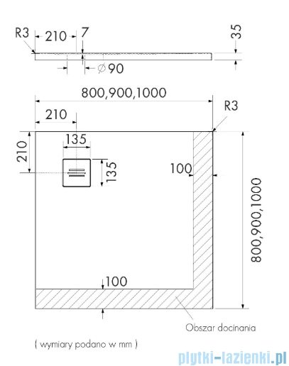 Schedpol Schedline Protos Cashmere Stone brodzik kwadratowy 80x80x3,5cm 3SP.P1K-8080/PK/ST-M1/PK/ST