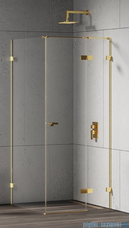 New Trendy Eventa Gold Shine kabina prysznicowa prostokątna 100x110x200 cm prawa przejrzyste Złoty połysk EXK-4735