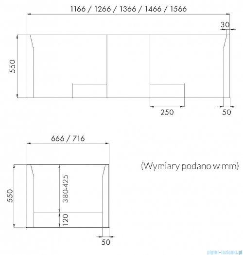Nośnik styropianowy uniwersalny Schedpol do wanien prostokątnych 120 do 170 x 70cm  1.028 