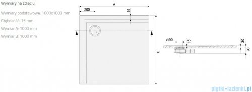 Sanplast Space Mineral B-M/SPACE brodzik kwadratowy 100x100x1,5 cm szary łupek 645-290-0041-51-000