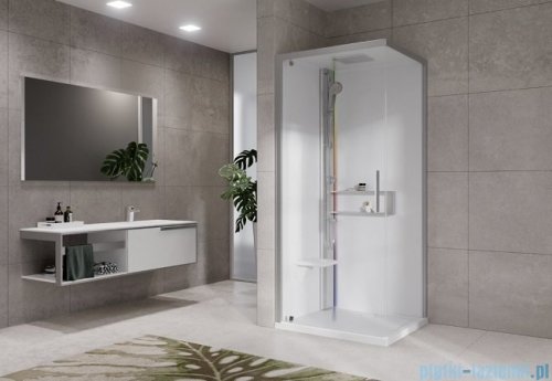 Novellini Glax 2 2.0 kabina z hydromasażem hydro plus 80x80 lewa srebrna G22GF80ST1L-1BB