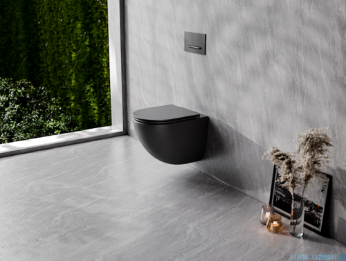 Besco Aspen Ergo Matt Black miska WC wisząca + deska wolnoopadająca Aspen Black czarny matt #ZASE-C-DAC