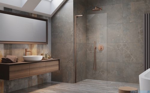 Radaway Modo SL II Brushed Copper kabina Walk-in 75x200 lewa szczotkowana miedź 10319075-93-01L