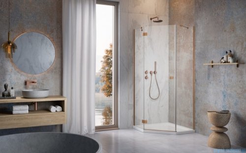 Radaway Essenza 8 Brushed Copper Ptj kabina pięciokątna 100x100cm lewa szczotkowana miedź 10490000-93-01L/10490300-01-01