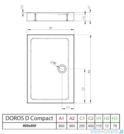 Radaway Doros D Compact Stone brodzik 90x80 kaszmirowy SDRD9080-05-84S