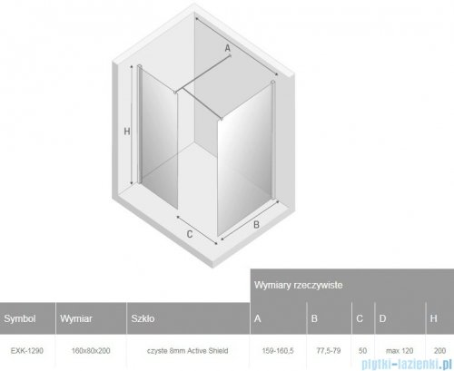 New Trendy New Modus Black kabina Walk-In 160x80x200 cm przejrzyste EXK-1290
