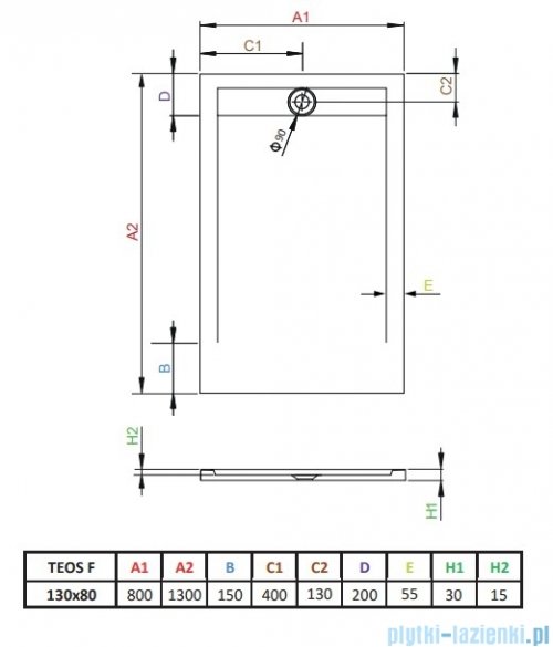 Radaway Teos F brodzik 130x80cm antracyt HTF13080-64