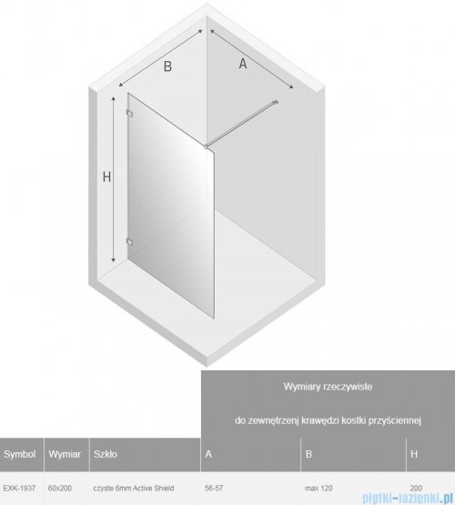 New Trendy Avexa kabina Walk-In 60x200 cm przejrzyste EXK-1937