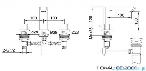 Kohlman Foxal 3-otworowa bateria umywalkowa QB200F