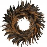 Wianek dekoracyjny z brązowych piór - średnica 40 cm