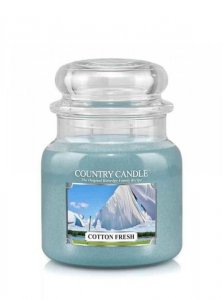 Country Candle - Cotton Fresh -  Średni słoik (453g) 2 knoty