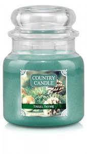 Country Candle - Tinsel Thyme-  Średni słoik (453g) 2 knoty