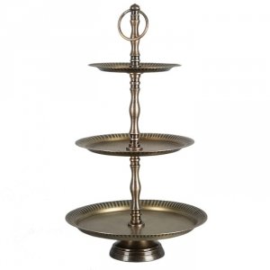 Etażerka metalowa trzypoziomowa złota - wys. 45 cm