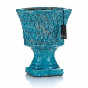 Doniczka puchar / gazon Aluro LAZURITE ocean blue - H22,5/Ø18,5 cm