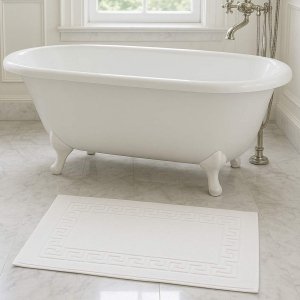 Dywanik hotelowy biały grecki wzór - 50x75 cm - SZYBKA WYSYŁKA