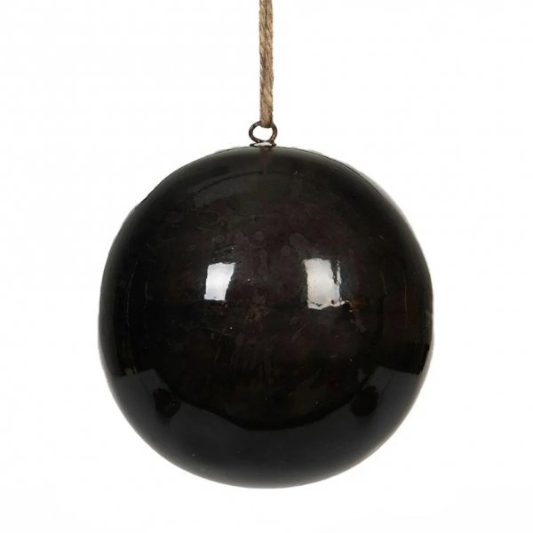 Bombka metalowa czarna kula - średnica 10 cm