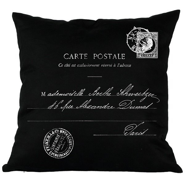 Poduszka French Home - Carte Postale - czarna