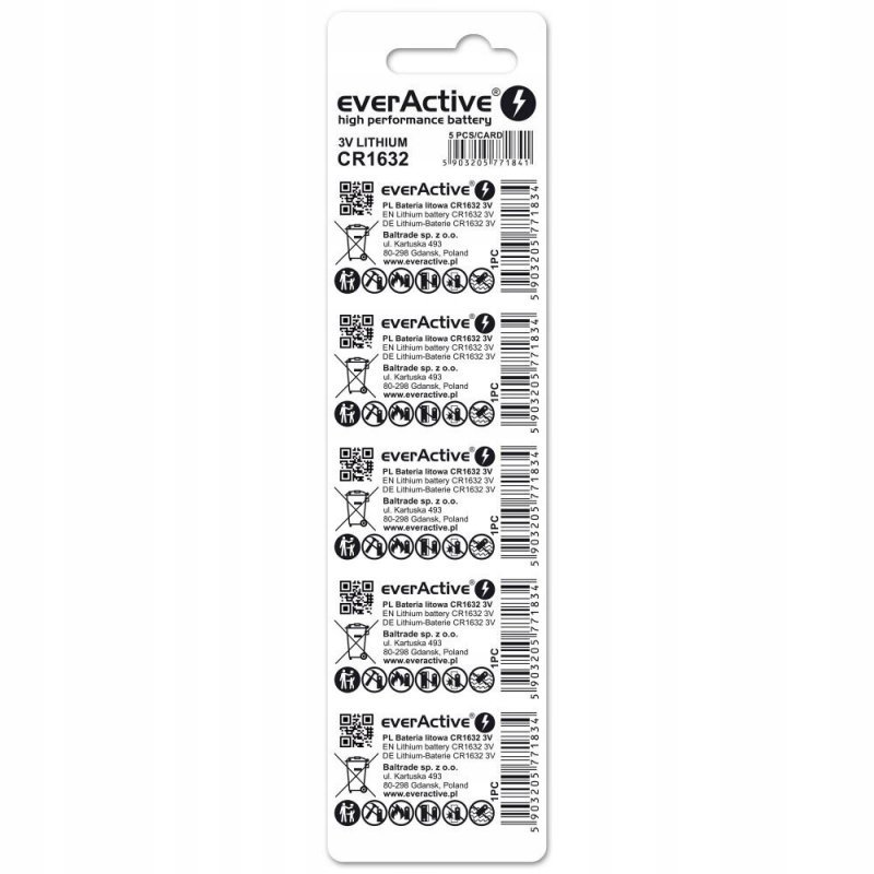 Bateria EVERACTIVE CR1632 litowa blister (5szt)