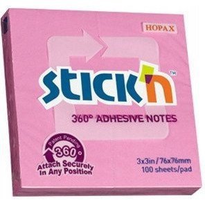 Bloczek STICK&quot;N 76x76mm 360stopni różowy 21554