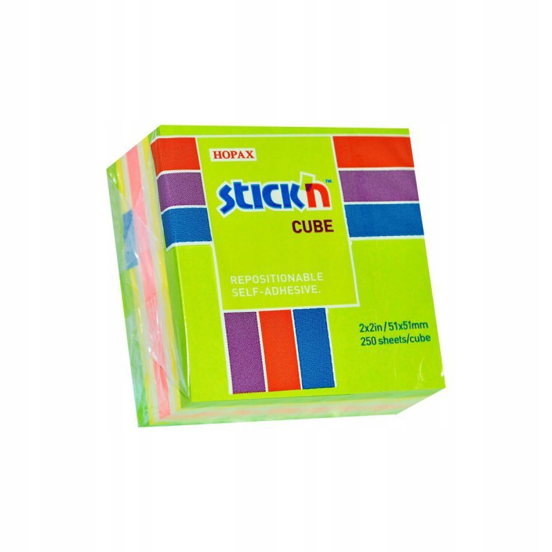 Bloczek STICK&quot;N 51x51mm zielony-mix neon i pastel 21534