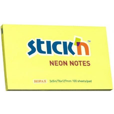 Bloczek STICK&quot;N 127x76mm żółty neonowy 100k 21135 STICK&quot;N