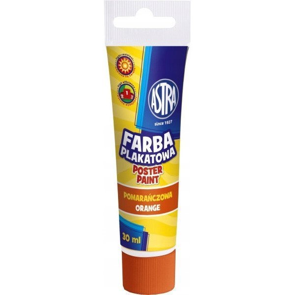 Farba plakatowa w tubkach 30ml szkolna pomarańczowa 301107001 ASTRA