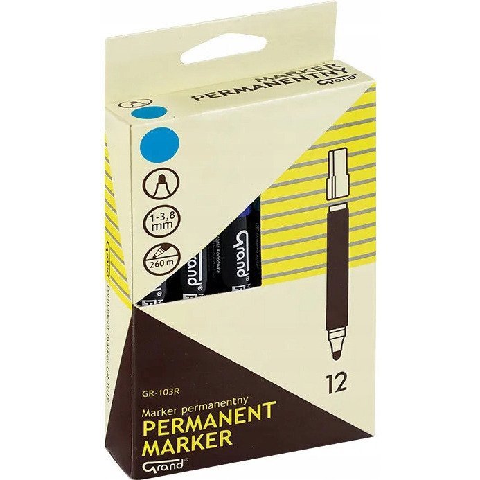 Marker permanentny zielony (12szt.) okrągła końcówka GRAND GR-103R