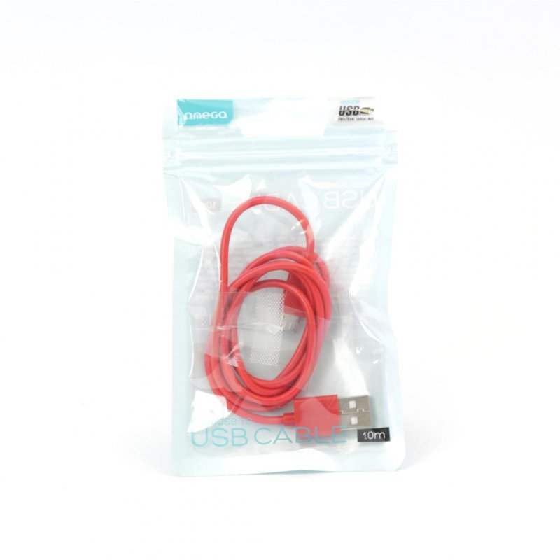 Kabel USB-A -&gt; microUSB 1m 2A czerwony OMEGA BAJA (44342)