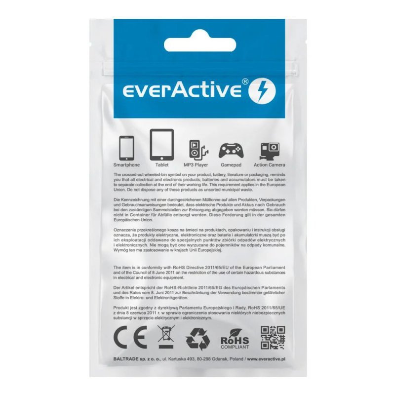 Kabel USB-C -&gt; USB-C 2m 3A 60W pleciony czarny wtyczka z led RGB EVERACTIVE (CBB-2PDR)