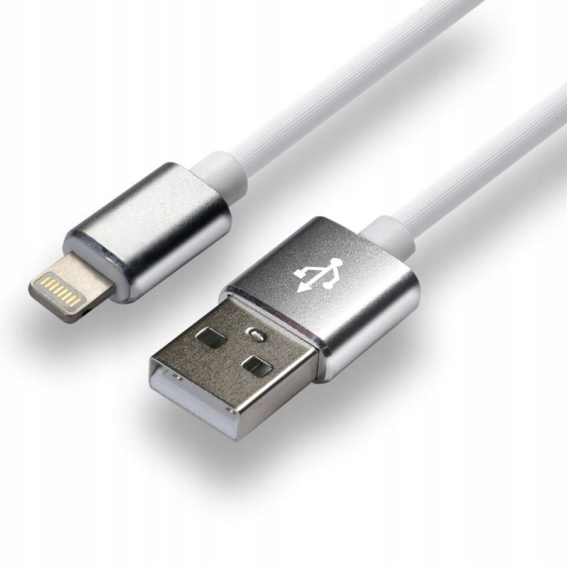 Kabel USB-A -&gt; Lightning 1m 2,4A silikonowy biały EVERACTIVE (CBS-1IW)