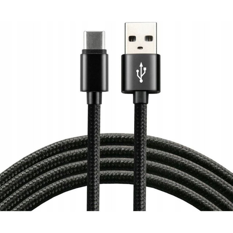Kabel USB-A -&gt; USB-C 1m 3A pleciony czarny EVERACTIVE (CBB-1CB)