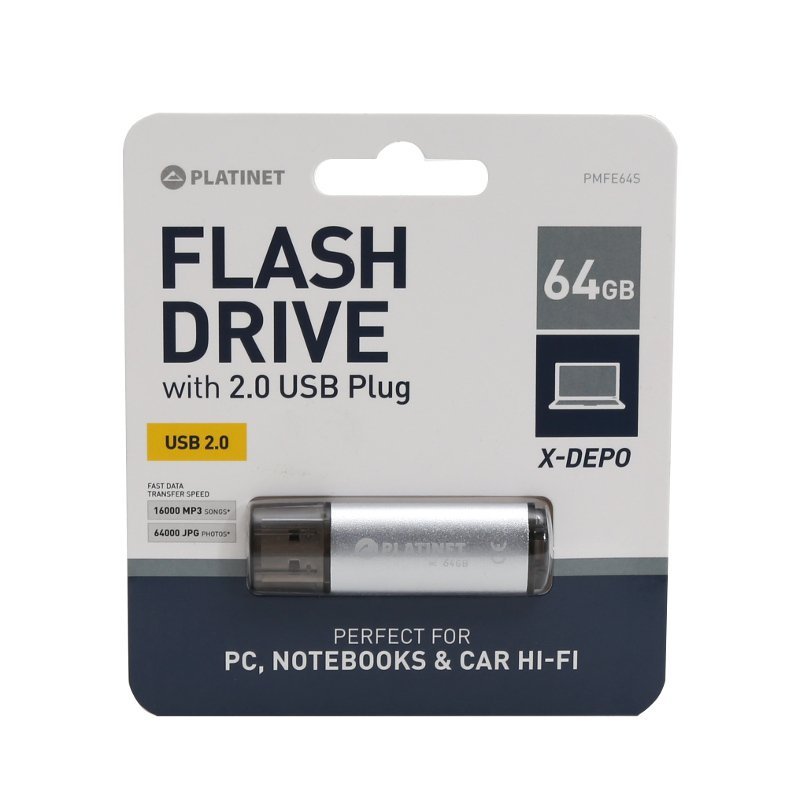 Pamięć USB-A 64GB PLATINET X-DEPO USB 2.0 srebrny (43613)
