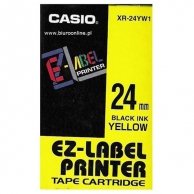 Casio taśma do drukarek etykiet, XR-24YW1, czarny druk/żółty podkład, nielaminowany, 8m, 24mm