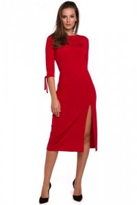 K007 Sukienka z wiązaniami przy rękawach - czerwona