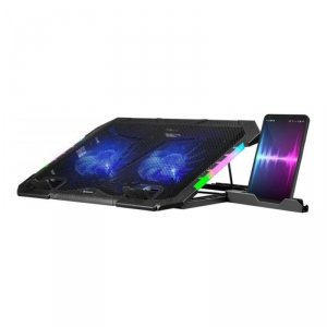 Podstawka chłodząca Defender NS-502 laptop notebook 15.6-17.3 2xUSB 2 fans podświetlenie RGB + uchwyt smartfon