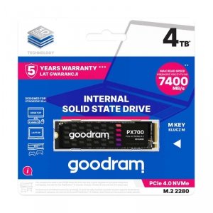 Dysk SSD GOODRAM PX700 4TB PCIe NVMe M.2 2280 (7400/6500 MB/s) RETAIL