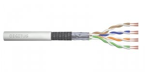 Kabel teleinformatyczny patchcordowy DIGITUS kat.5e, SF/UTP, linka, AWG 26/7, PVC, 100m, szary, karton