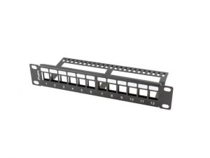 Patch panel pusty Lanberg 12 port 1U 10 z organizerem do modułów keystone czarny