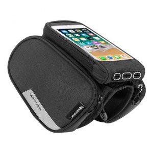 Wozinsky torba rowerowa na ramę + odczepiany pokrowiec na telefon do 6,5 1,5l czarna (WBB7BK)